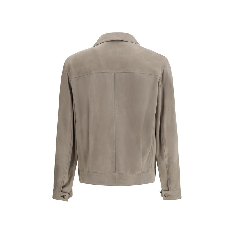 Brunello Cucinelli Bicolor Calf Leather Bos Taurus Leather Jacket