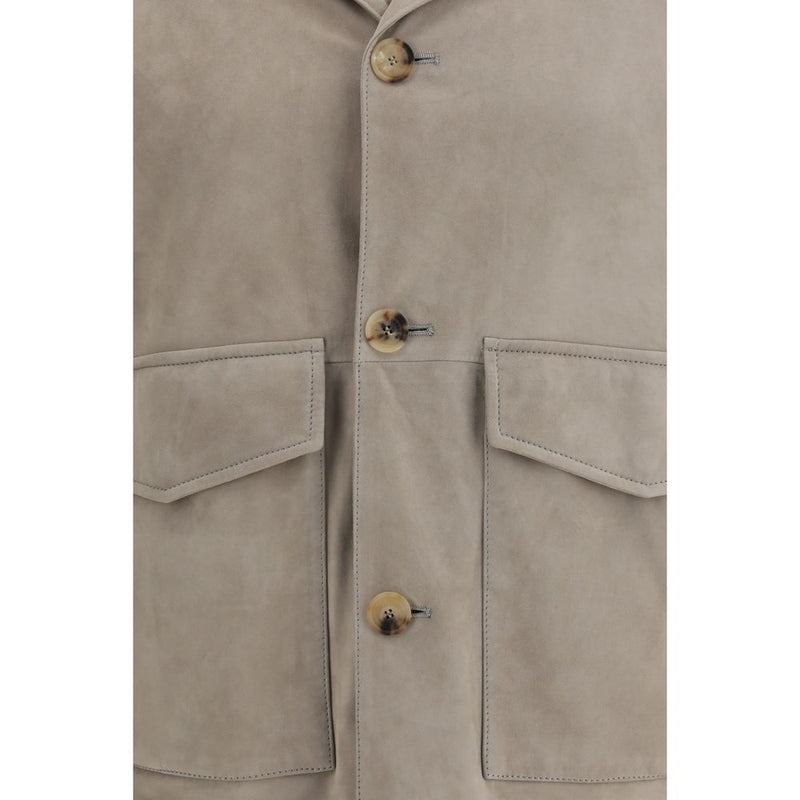 Brunello Cucinelli Bicolor Calf Leather Bos Taurus Leather Jacket