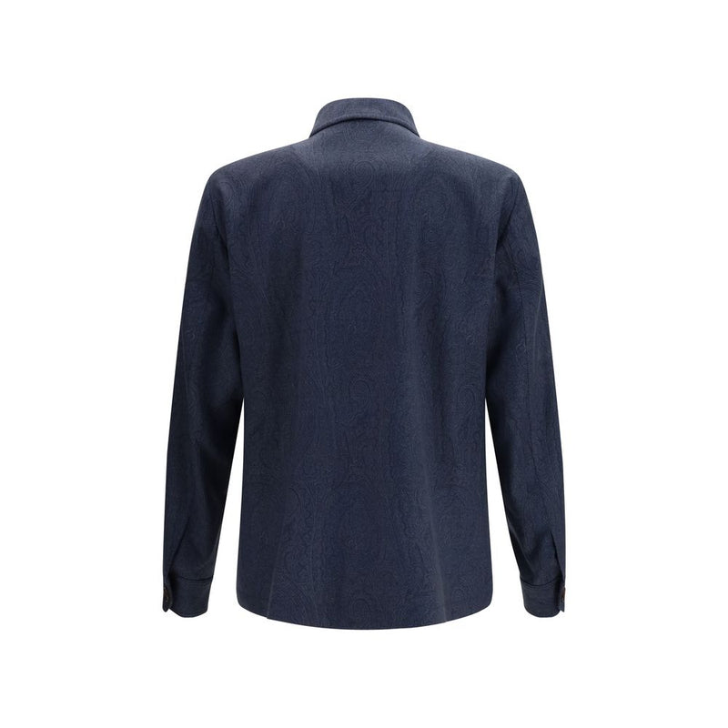 Etro Blue Wool Oves Aries Full-Length Jacket