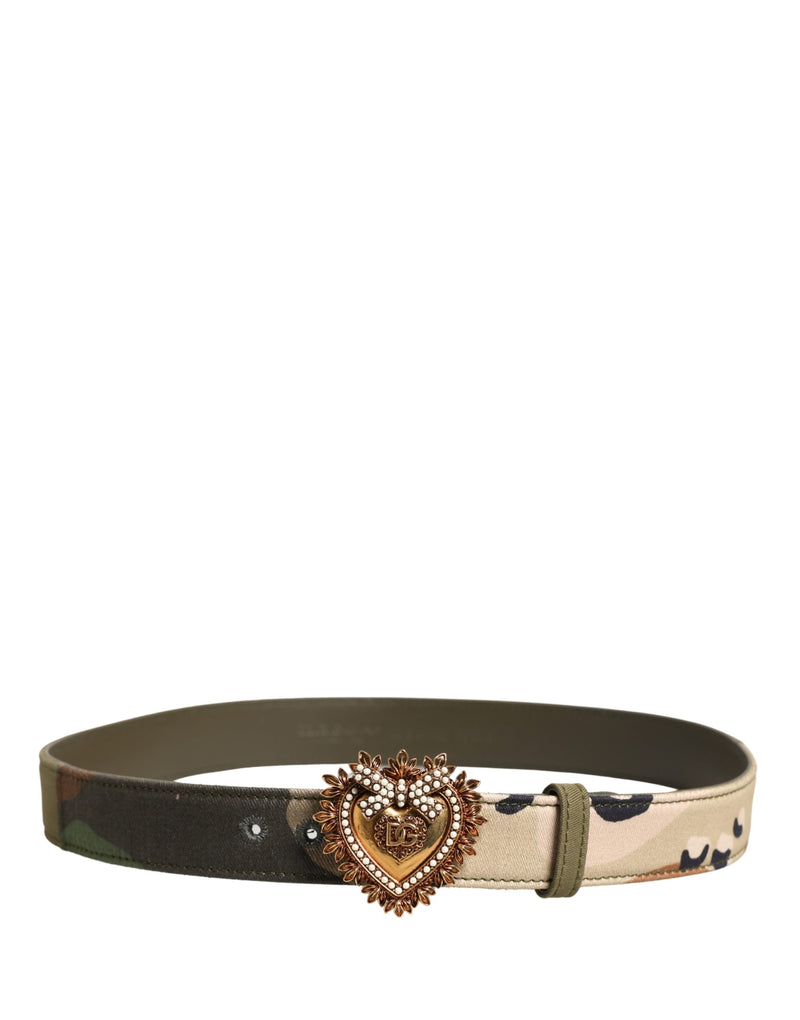 Cinturón verde de camuflaje Dolce & Gabbana Devotion con hebilla metálica