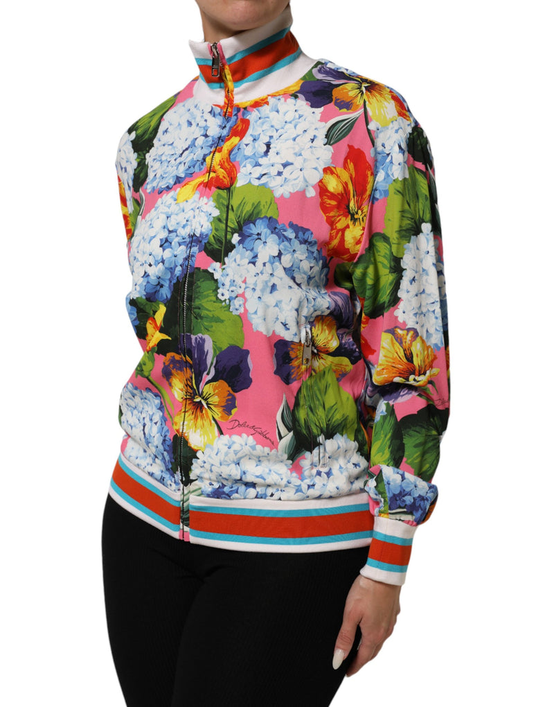 Jaqueta cardigan com zíper Dolce & Gabbana e estampa floral multicolorida