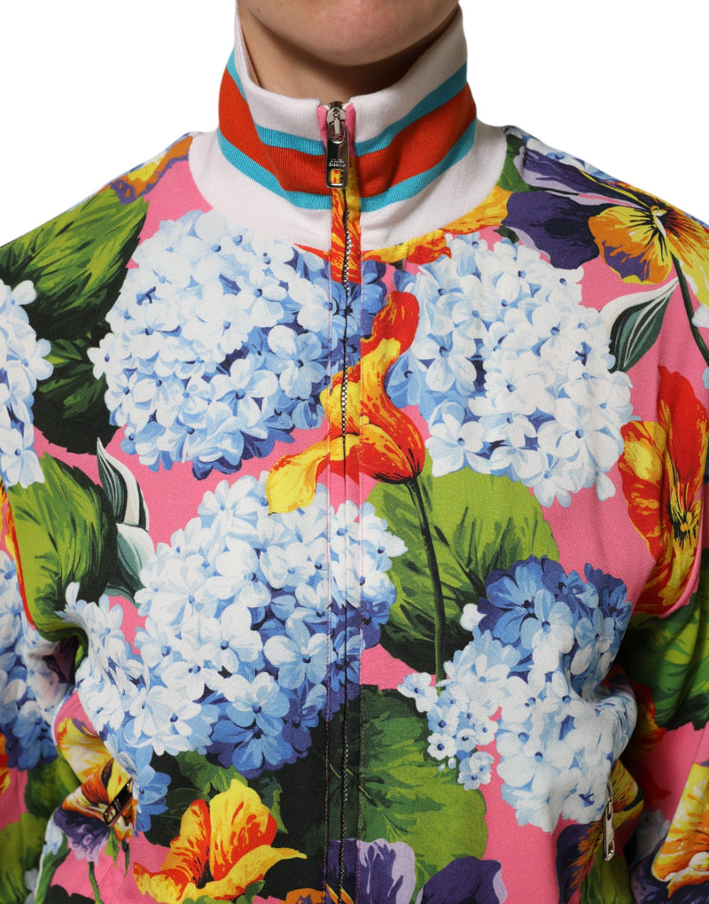 Jaqueta cardigan com zíper Dolce & Gabbana e estampa floral multicolorida