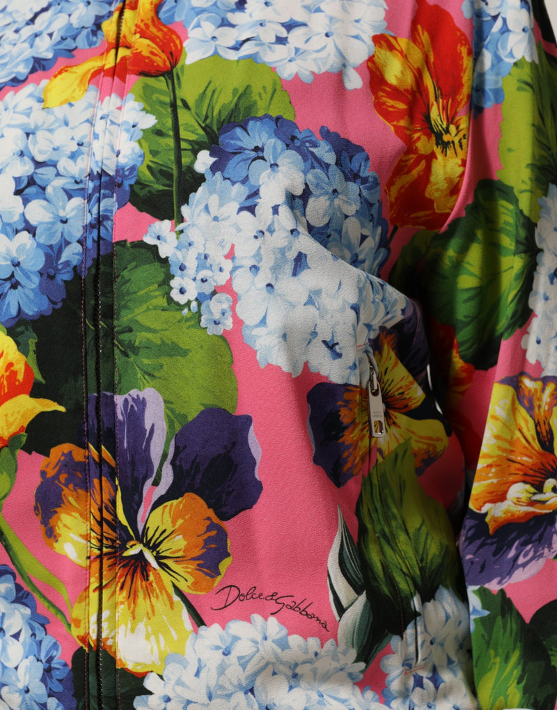 Jaqueta cardigan com zíper Dolce & Gabbana e estampa floral multicolorida