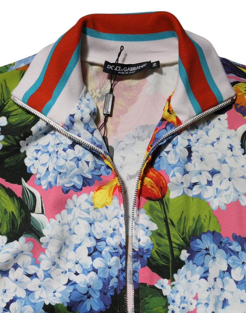 Jaqueta cardigan com zíper Dolce & Gabbana e estampa floral multicolorida