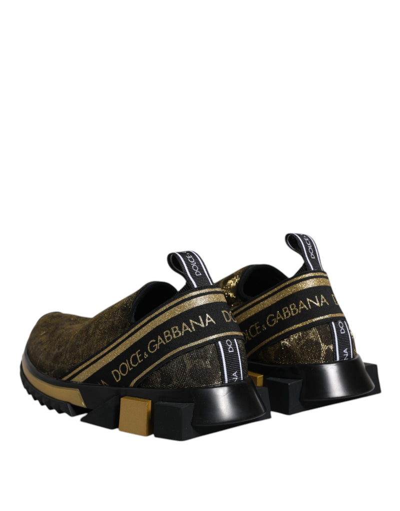 Sneakers Sorrento Dolce & Gabbana dorate glitterate con stampa leopardata