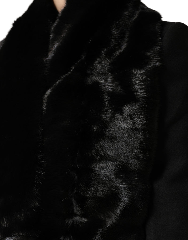 Écharpe tour de cou en fourrure noire Dolce & Gabbana avec col châle
