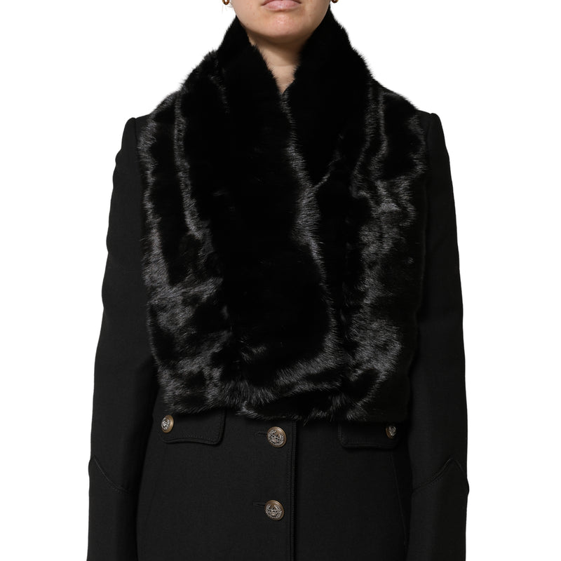 Écharpe tour de cou en fourrure noire Dolce & Gabbana avec col châle