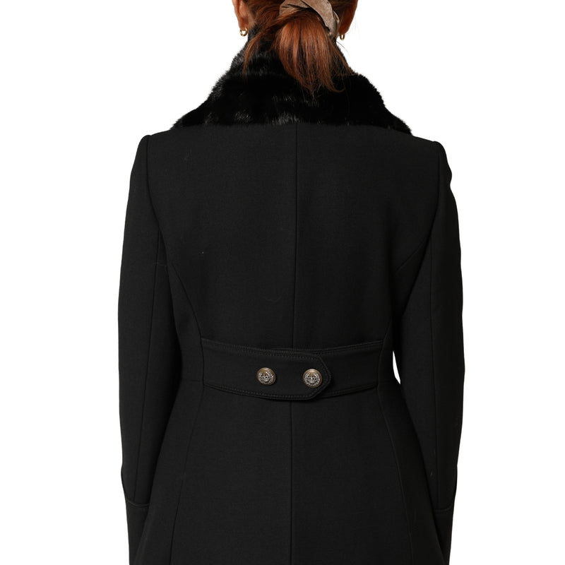 Écharpe tour de cou en fourrure noire Dolce & Gabbana avec col châle