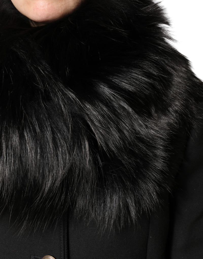 Pañuelo tipo chal negro de pelo con cuello para los hombros de Dolce & Gabbana
