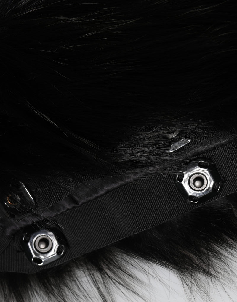 Pañuelo tipo chal negro de pelo con cuello para los hombros de Dolce & Gabbana