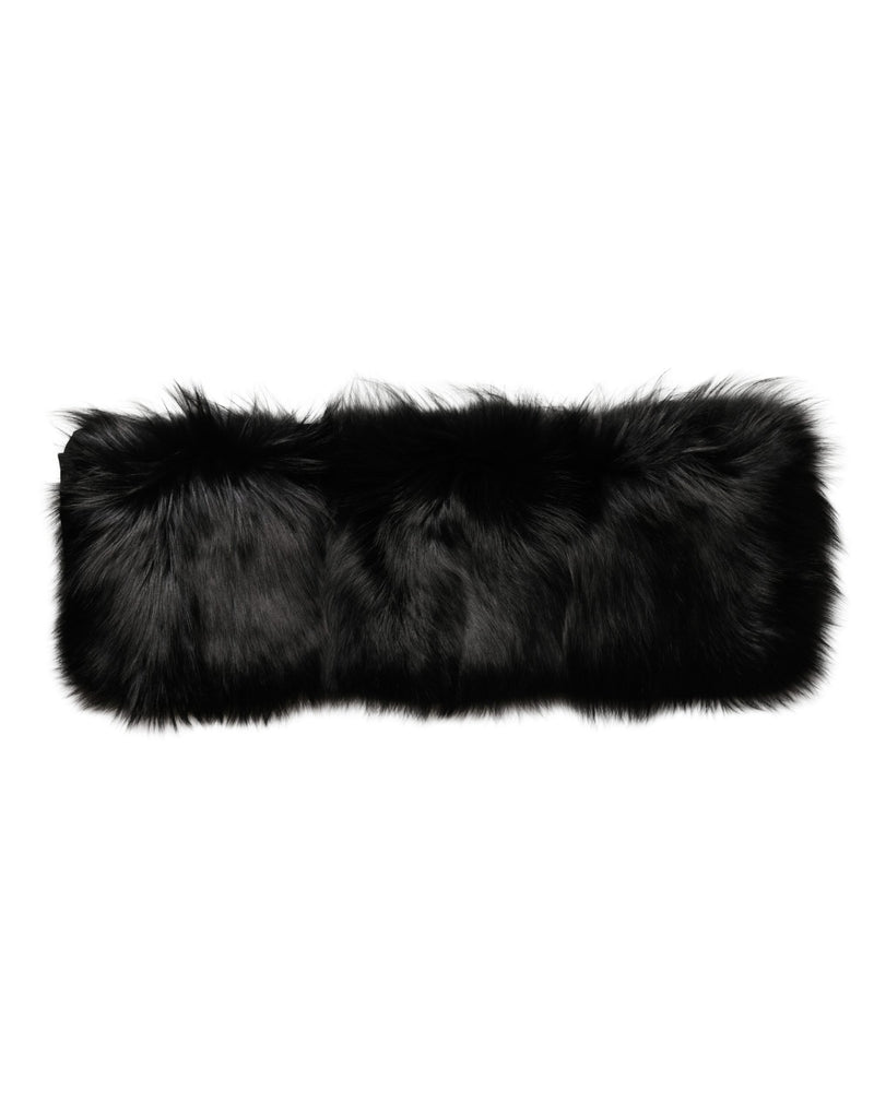 Pañuelo tipo chal negro de pelo con cuello para los hombros de Dolce & Gabbana