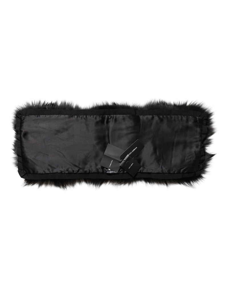 Pañuelo tipo chal negro de pelo con cuello para los hombros de Dolce & Gabbana