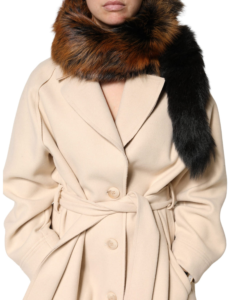 Scaldacollo in pelliccia di volpe rossa marrone, sciarpa invernale Dolce & Gabbana