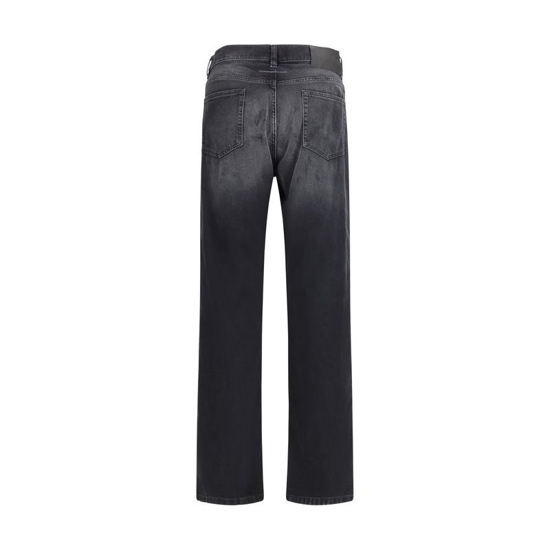 MM6 Black Cotton Straight-Leg Jeans