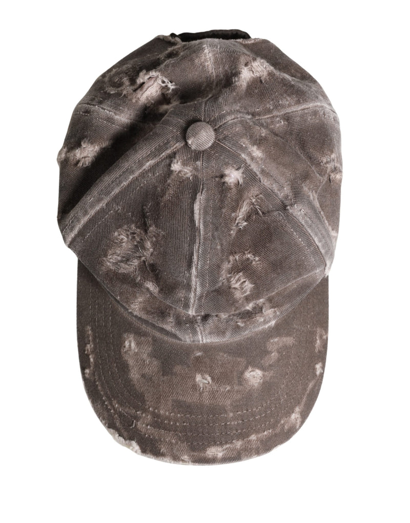Dolce & Gabbana Men Brown Cotton Distressed Baseball Capello Hat
