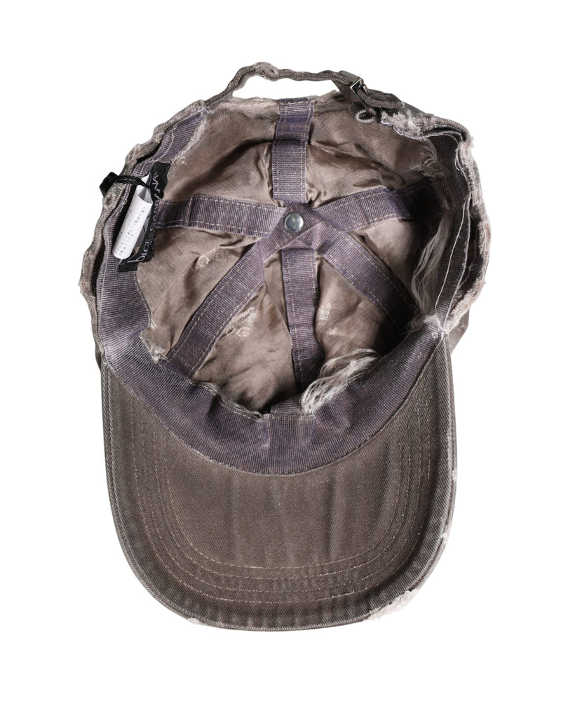 Dolce & Gabbana Men Brown Cotton Distressed Baseball Capello Hat