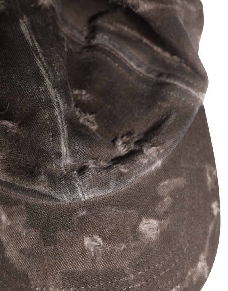 Dolce & Gabbana Men Brown Cotton Distressed Baseball Capello Hat