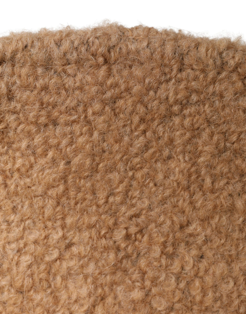 Dolce & Gabbana Beige Virgin Wool Fur Women Knitted Capello Hat