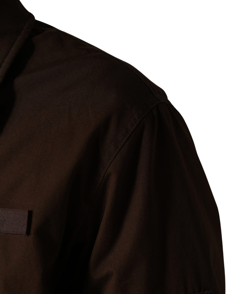 Chaqueta bomber marrón de algodón elástico con cremallera completa de Dolce & Gabbana