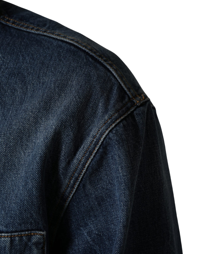 Chaqueta blusón de mezclilla de algodón negra y azul de Dolce & Gabbana para hombre