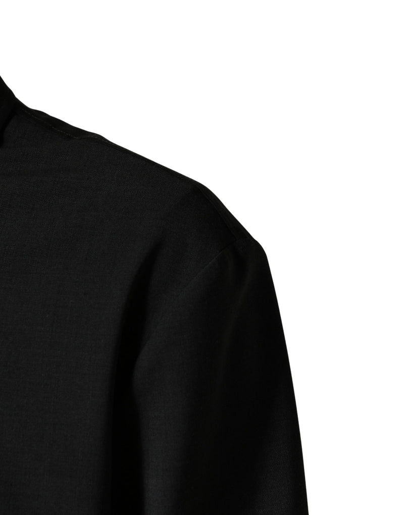 Chaqueta bomber negra de lana con logotipo y cierre completo de Dolce & Gabbana para hombre
