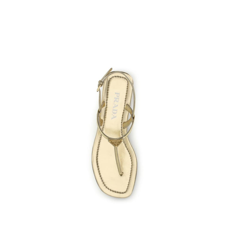 Prada Silver Calf Leather Bos Taurus Flat Sandals