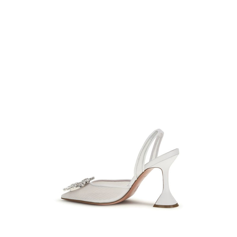 Amina Muaddi White Polyester High Heel Pumps