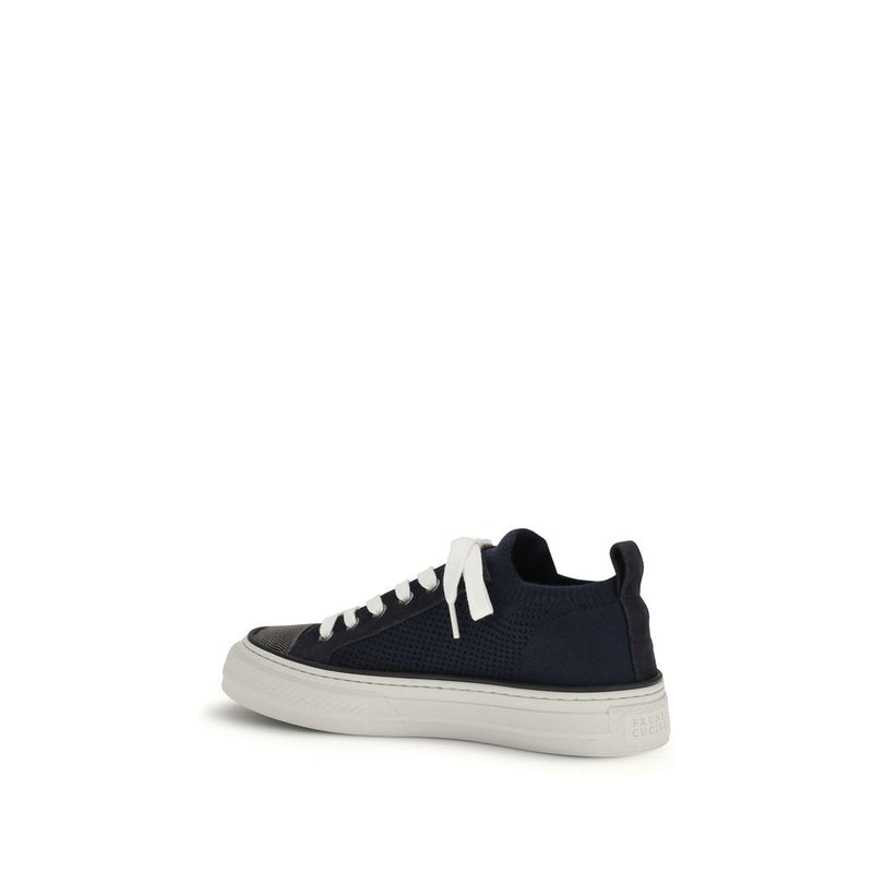 Brunello Cucinelli Blue Cotton Low Top Sneakers