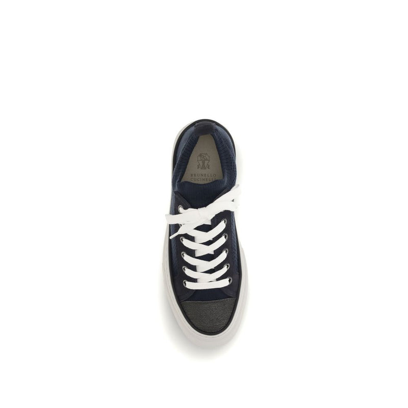 Brunello Cucinelli Blue Cotton Low Top Sneakers