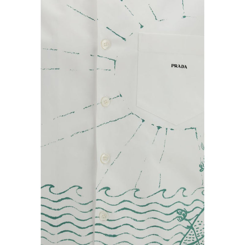 Prada White Cotton Pattern Shirt