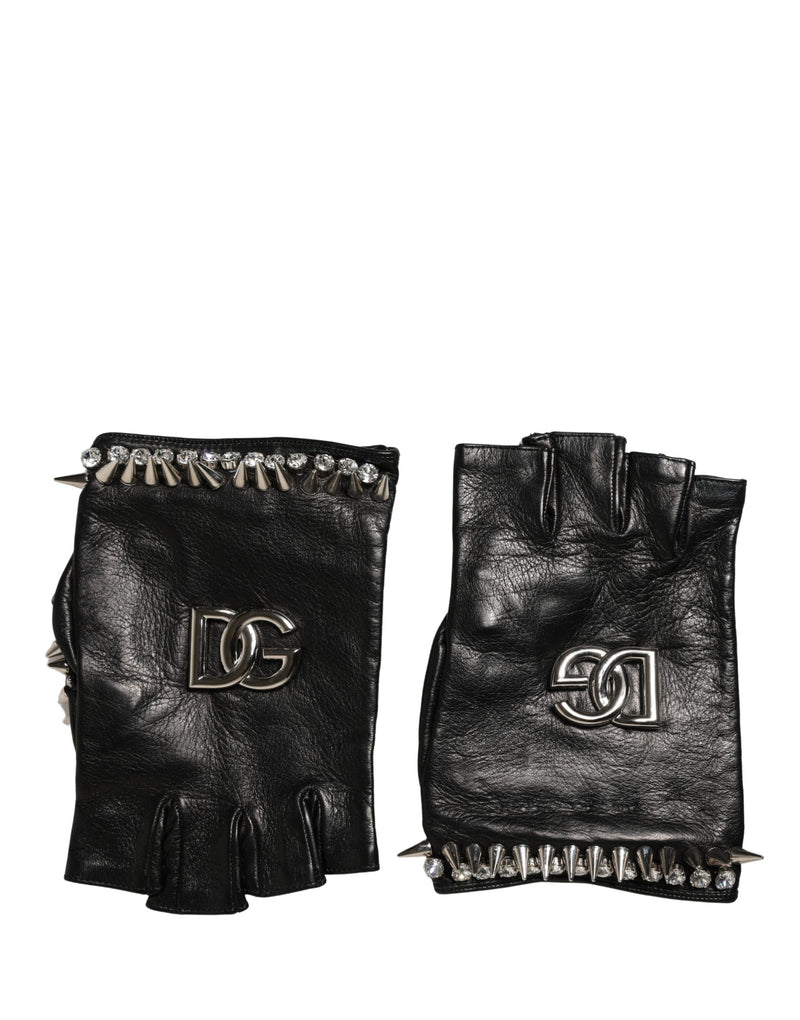 Mouffles Dolce & Gabbana noires ornées, longueur poignet, pour femme