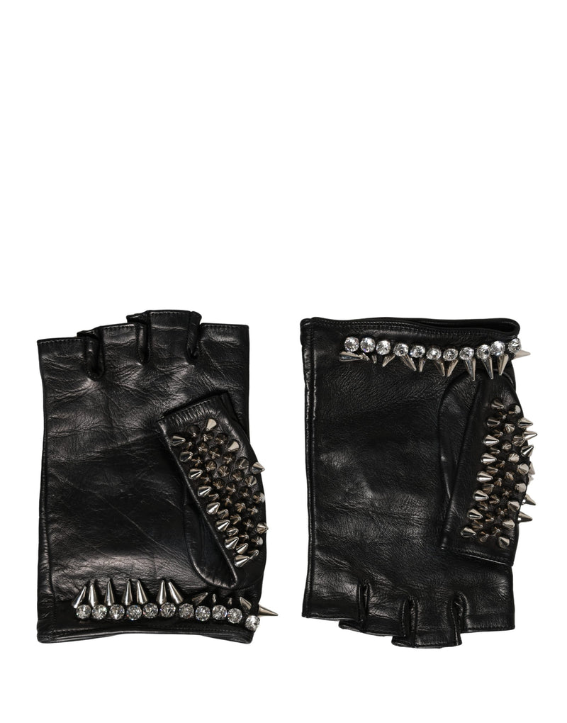 Mouffles Dolce & Gabbana noires ornées, longueur poignet, pour femme
