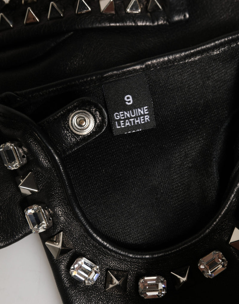 Guanti a manopola neri da polso con applicazioni Dolce & Gabbana da donna