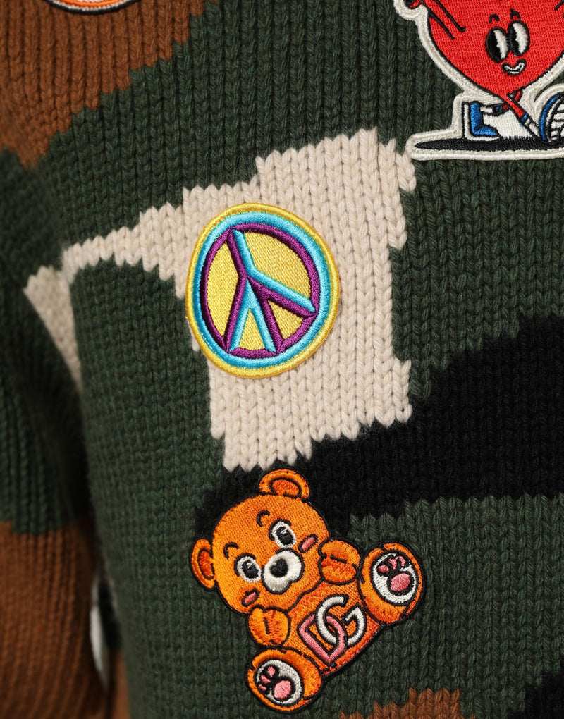 Maglione pullover mimetico multicolore in maglia intarsiata Dolce & Gabbana