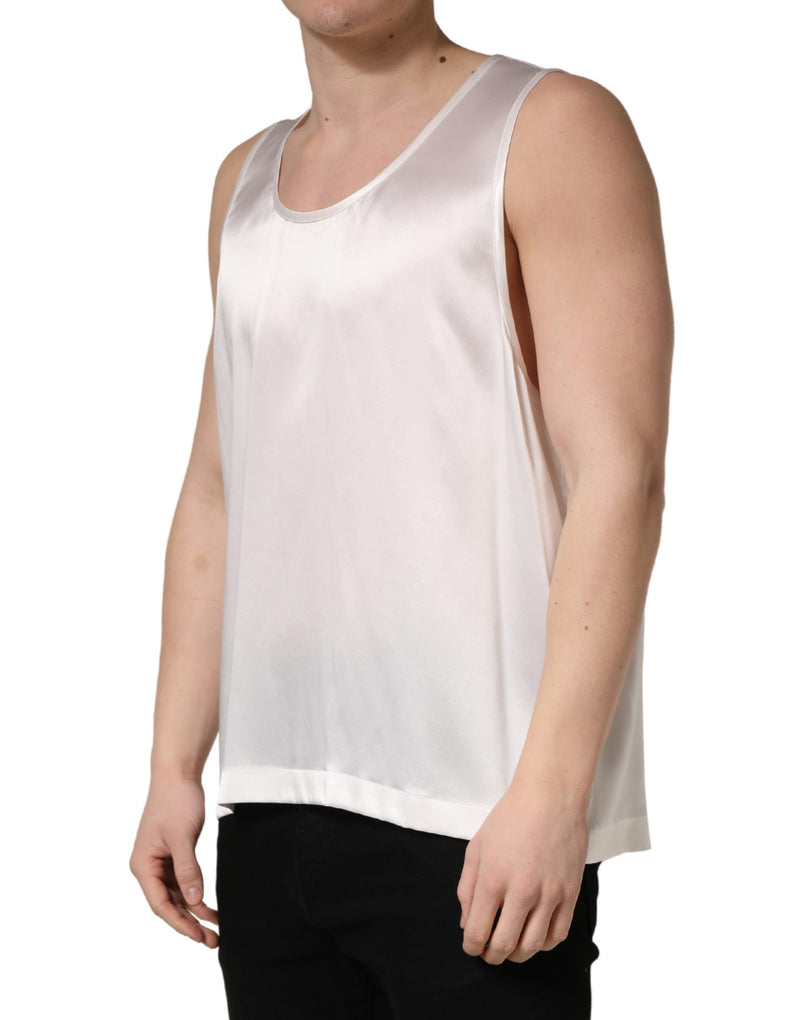 Camiseta sin mangas de satén blanco de poliéster de Dolce & Gabbana