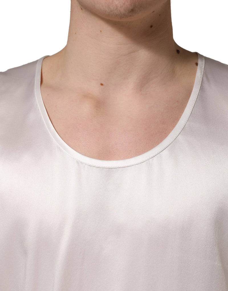 Camiseta sin mangas de satén blanco de poliéster de Dolce & Gabbana