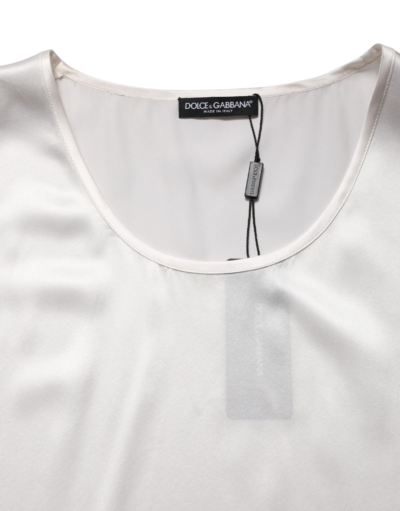 Camiseta sin mangas de satén blanco de poliéster de Dolce & Gabbana
