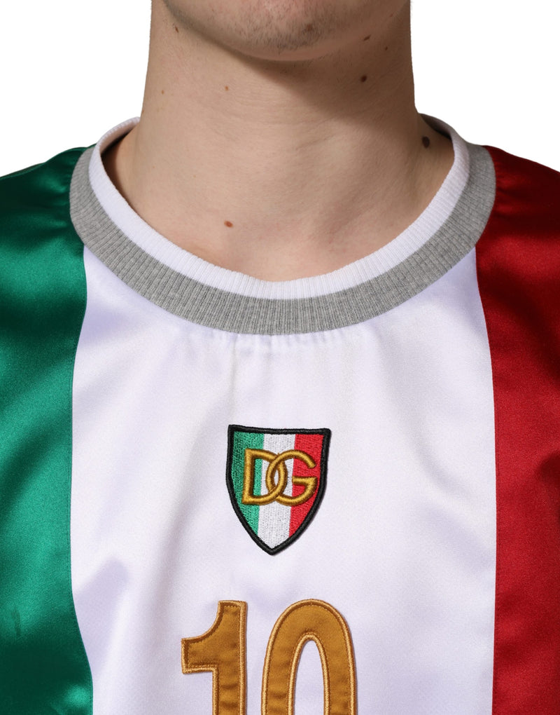 T-shirt sans manches en satin multicolore Italia à logo DG Dolce & Gabbana