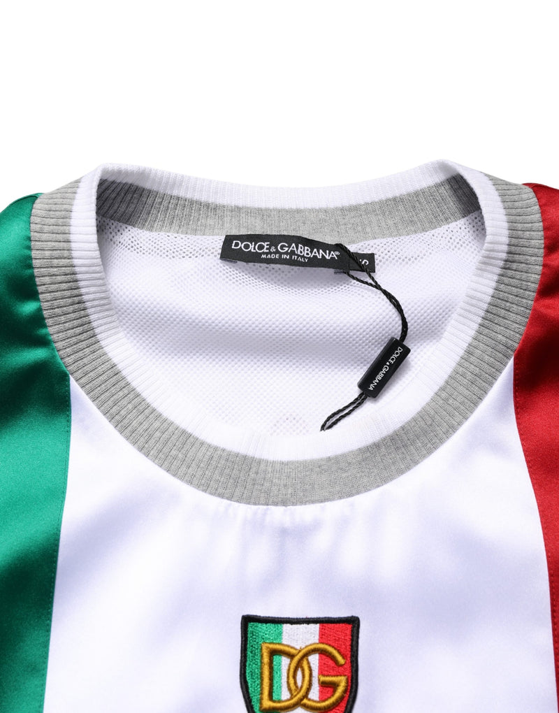 T-shirt sans manches en satin multicolore Italia à logo DG Dolce & Gabbana