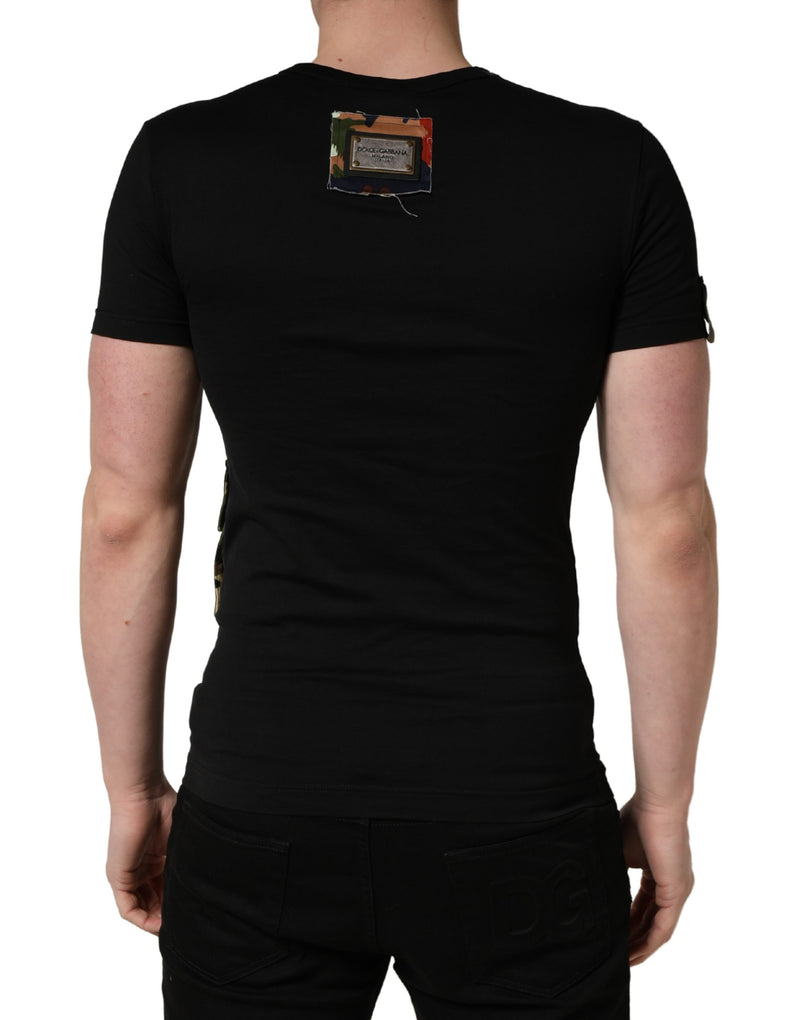 Camiseta preta masculina com bolso camuflado Italians Do It Better Dolce & Gabbana