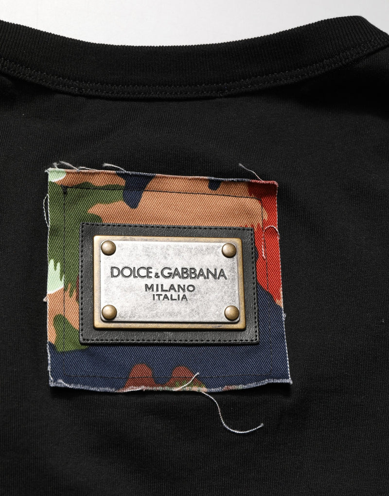 Camiseta preta masculina com bolso camuflado Italians Do It Better Dolce & Gabbana