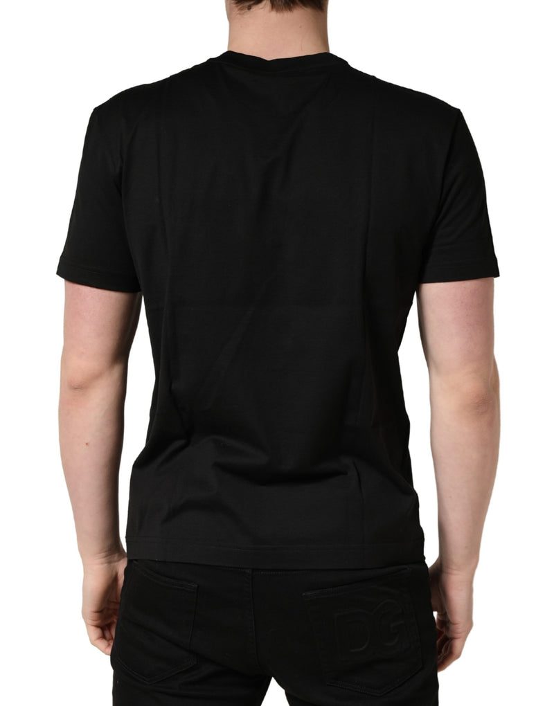 T-shirt girocollo in cotone nera con stampa del logo DG Dolce & Gabbana