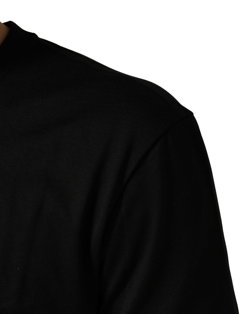 T-shirt girocollo in cotone nera con stampa del logo DG Dolce & Gabbana