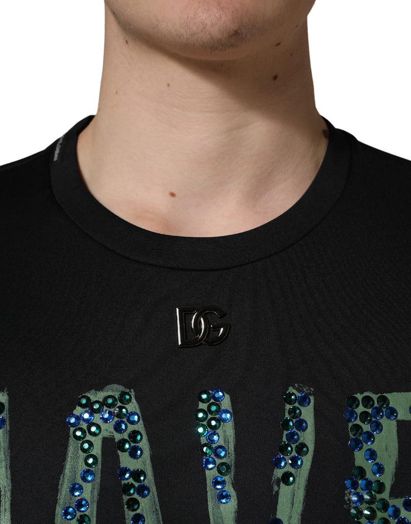 Dolce & Gabbana Black Have Fun Embellished Crew Neck T-shirt