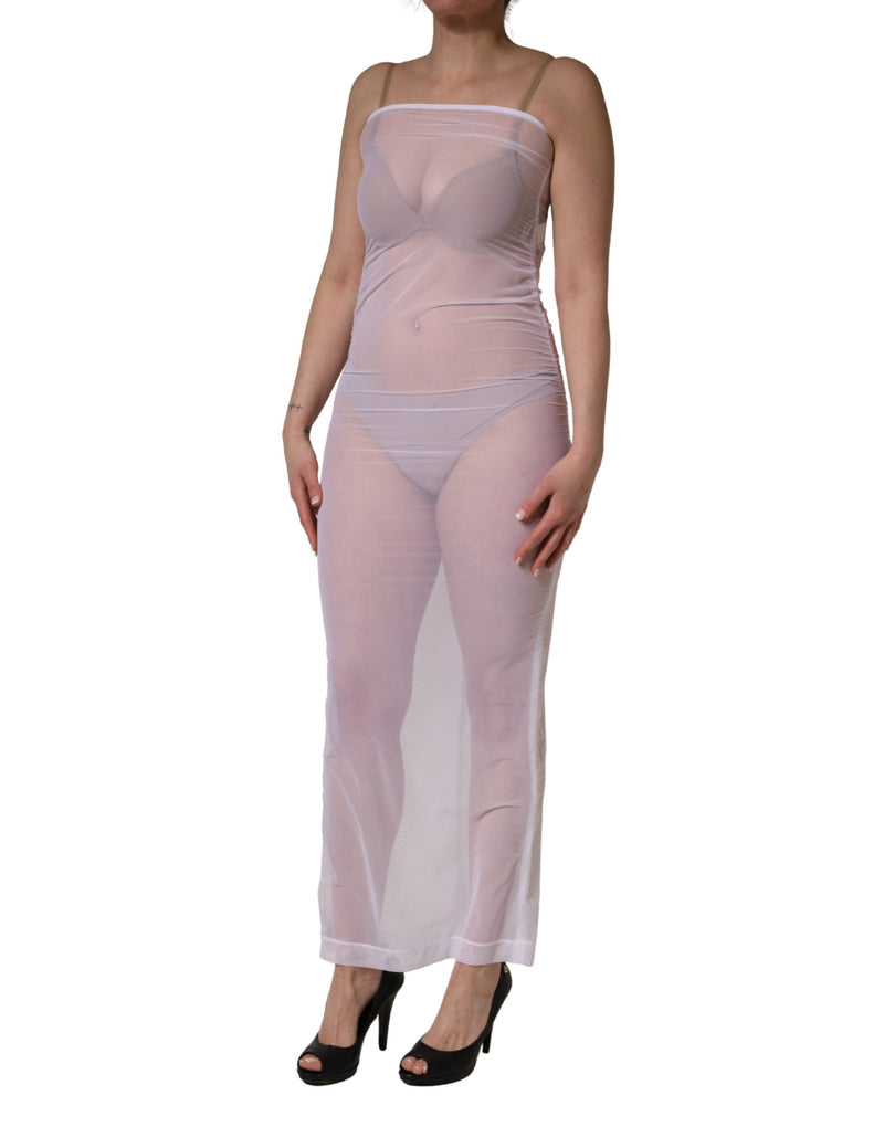Vestido longo justo Dolce & Gabbana branco, transparente, em náilon elástico