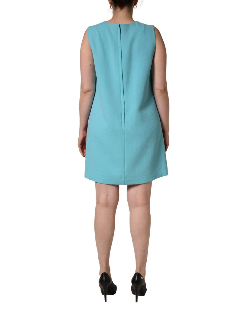 Robe courte droite sans manches en laine rose et bleue Dolce & Gabbana