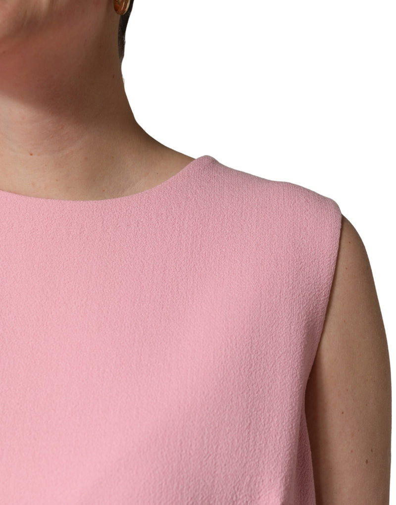 Robe courte droite sans manches en laine rose et bleue Dolce & Gabbana