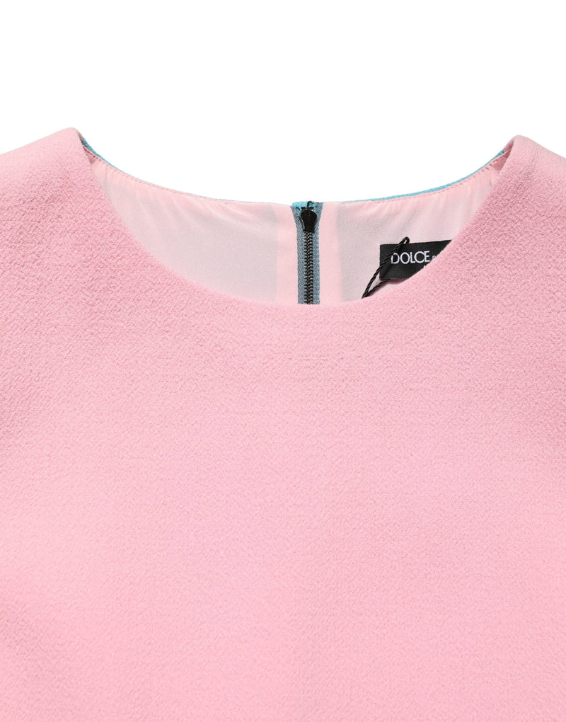 Robe courte droite sans manches en laine rose et bleue Dolce & Gabbana