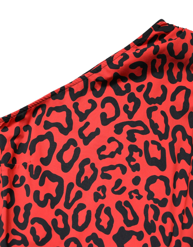 Tuta in nylon nera e rossa con motivo leopardato Dolce & Gabbana