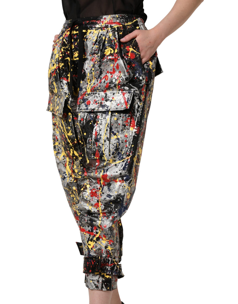 Pantalón cargo cropped negro con efecto ColorSplash de Dolce & Gabbana